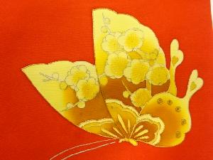 アンティーク　塩瀬蝶に梅模様刺繍名古屋帯